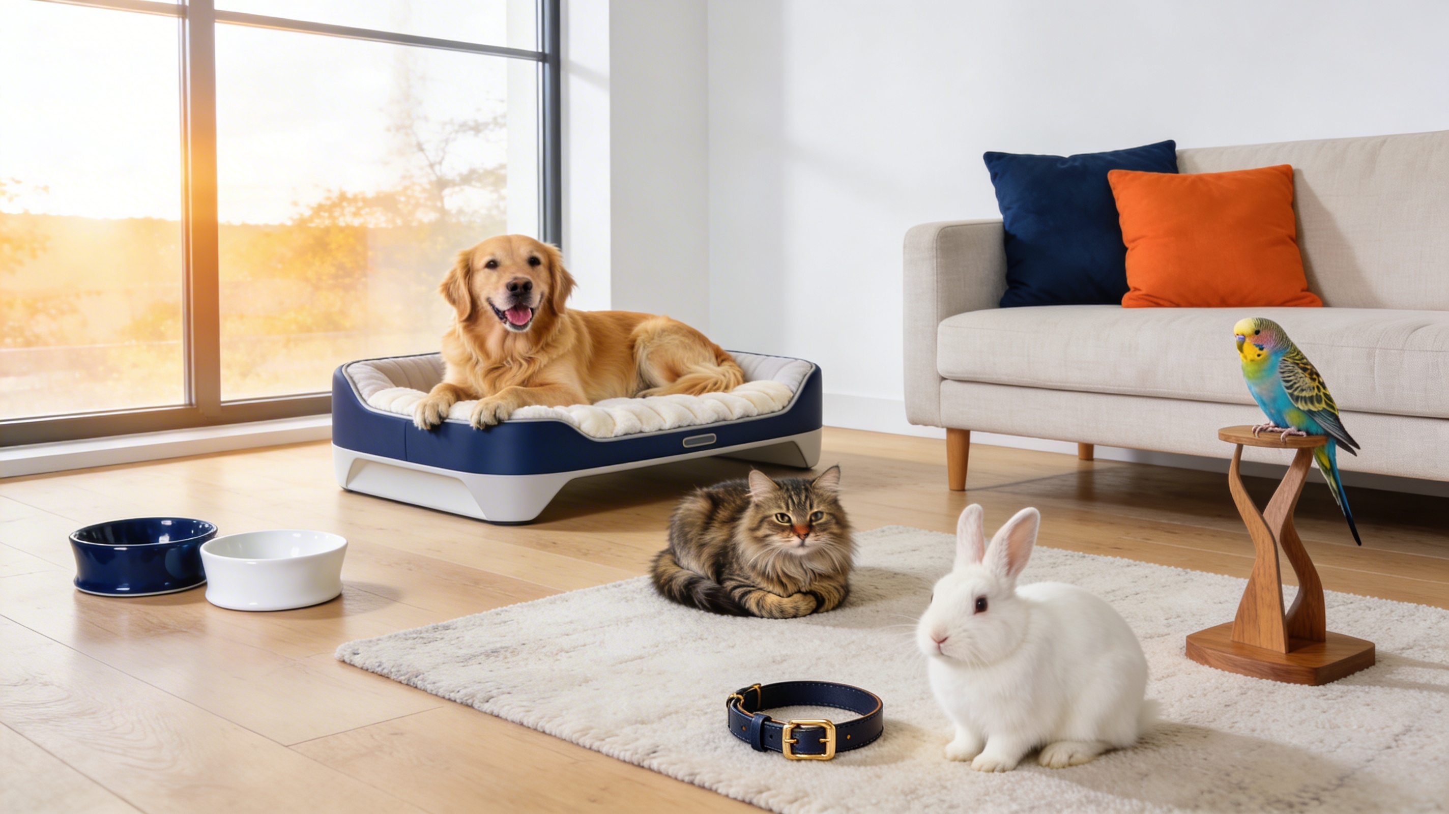 Verschiedene glückliche Haustiere